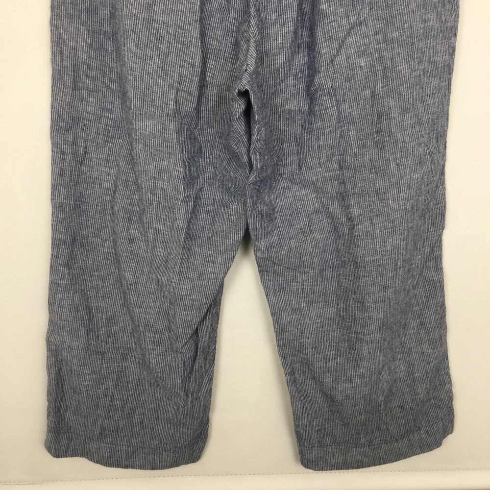 H&M LOGG Women’s Striped Linen Blend Comfy Casual Pant/Trouser Size 14 Coastal